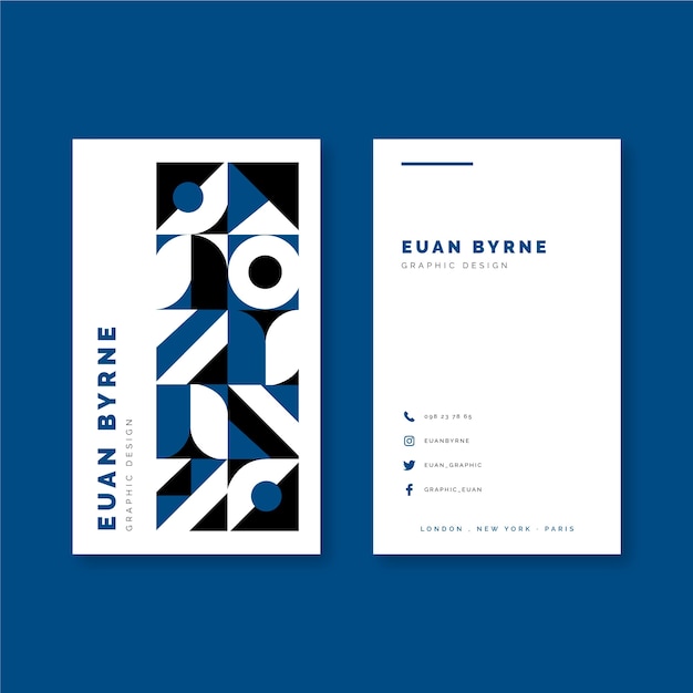 Classic blue color geometric business card