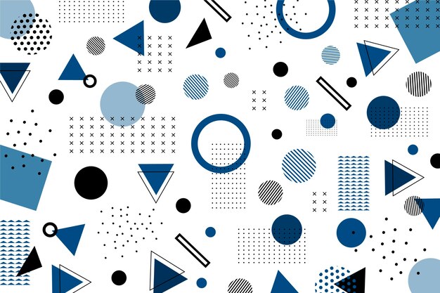 Classic blue flat geometric shapes background