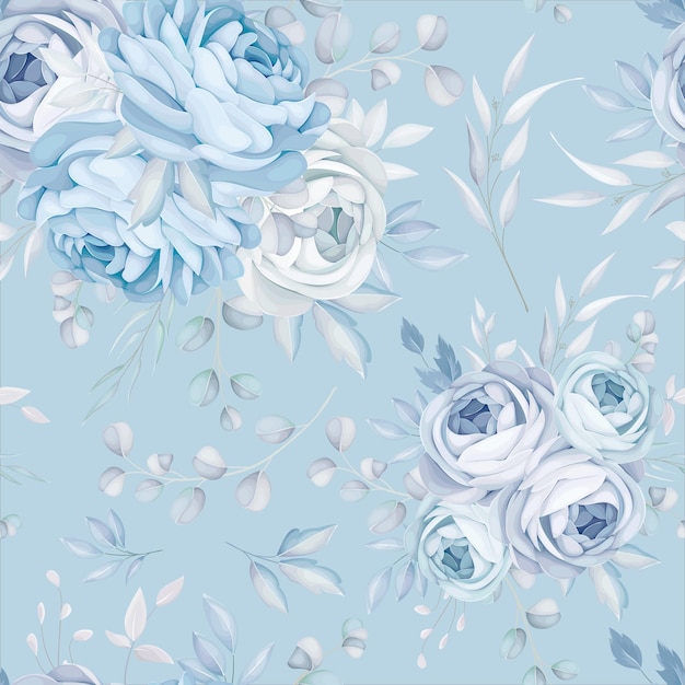 Classic Blue floral Seamless Pattern Design