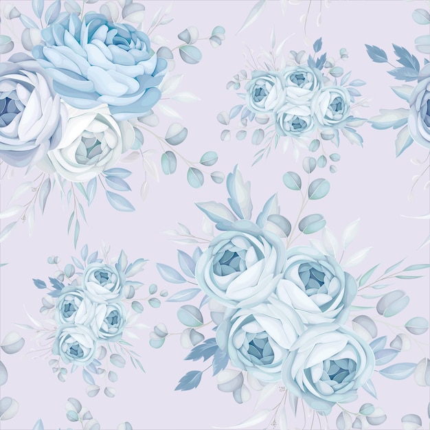 Classic Blue floral Seamless Pattern Design
