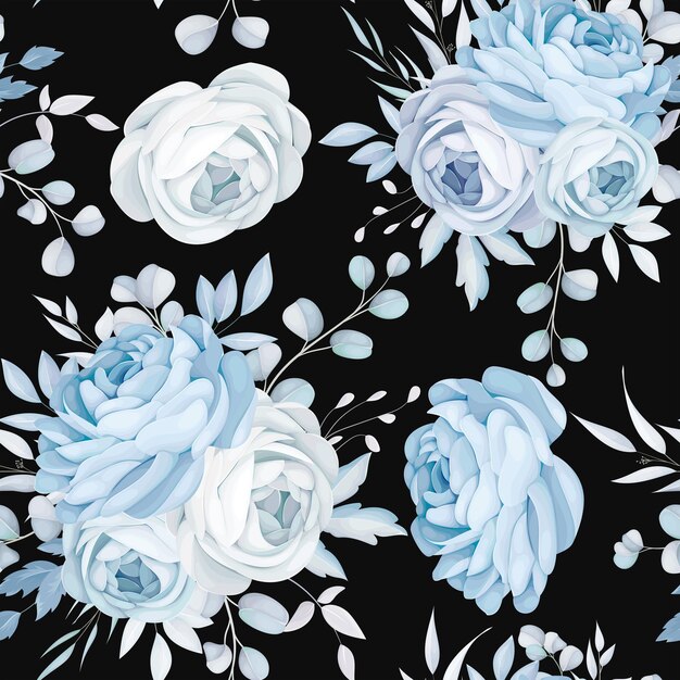 Classic Blue floral Seamless Pattern Design