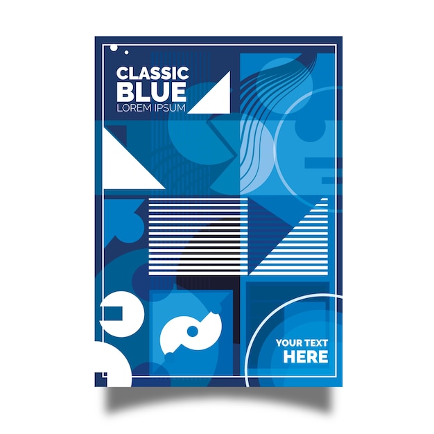 Бесплатное векторное изображение Классический синий флаер с абстрактным геометрическим дизайном