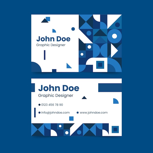 Classic blue shapes business card template