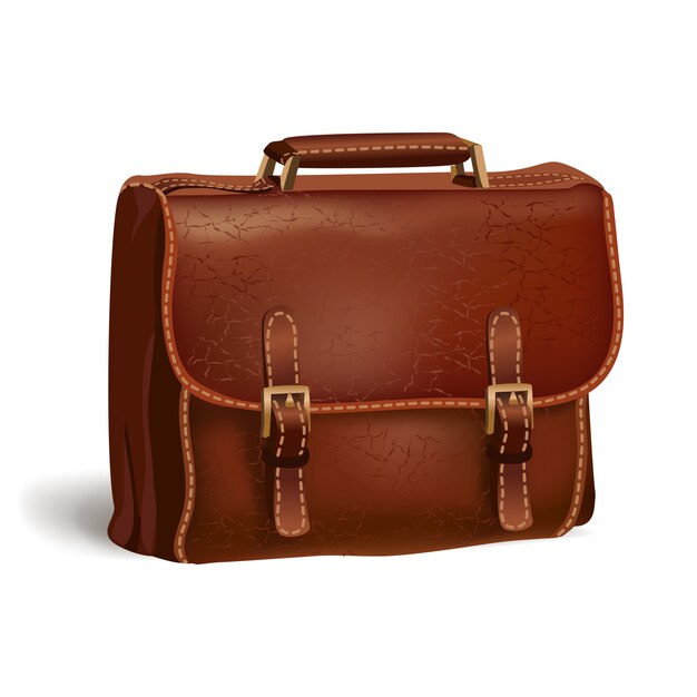 Классический коричневый кожаный портфель