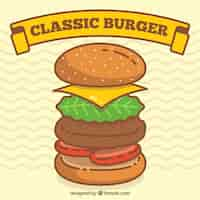 Free vector classic burger with delicious ingredients