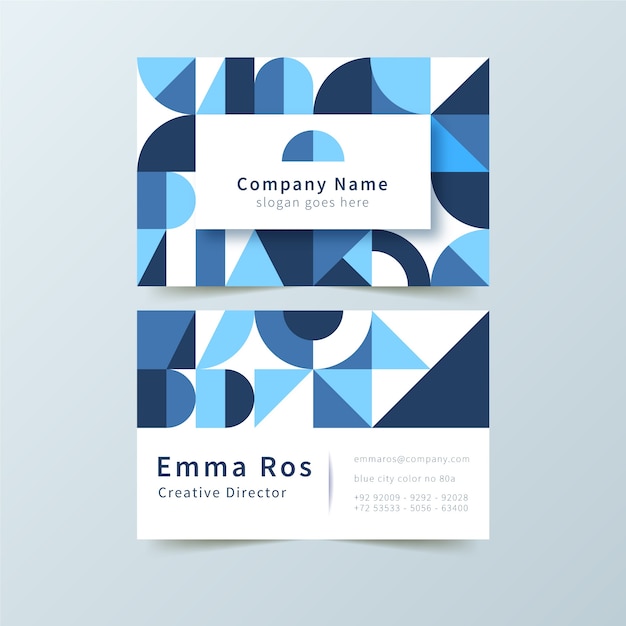 Free vector classic business card with blue shapes template