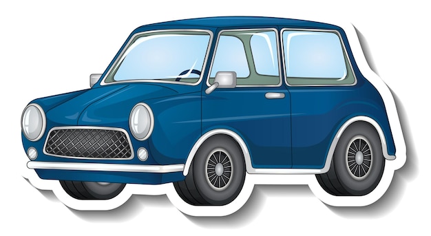 Classic car cartoon sticker on white background