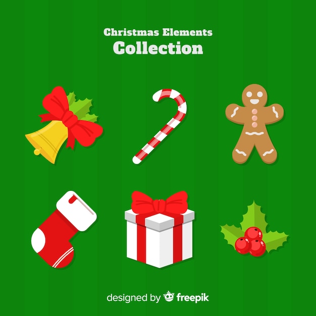 Classic christmas element collection with flat design