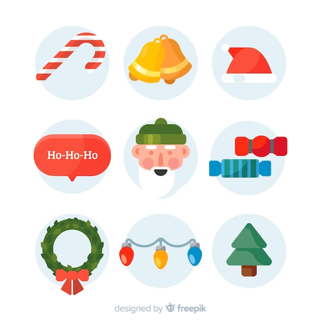 Free vector classic christmas element collection with flat design