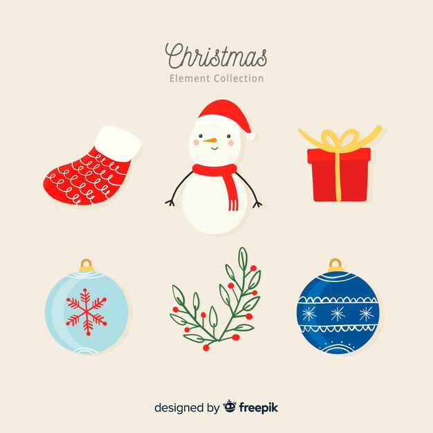 Classic christmas element collection with flat design