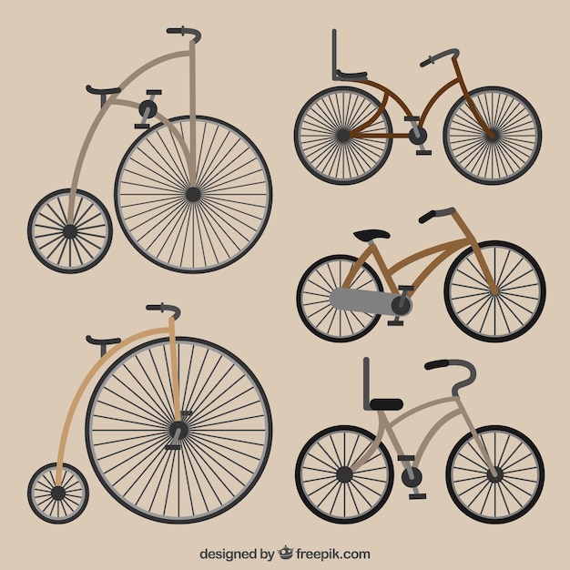 Бесплатное векторное изображение Классическая коллекция ретро-велосипедов