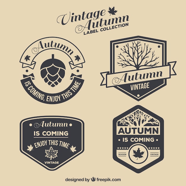 Free vector classic collection of vintage autumn labels