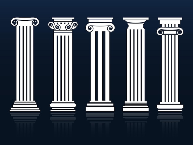 Free vector classic columns set on blue