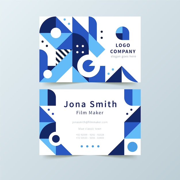 Classic company card with blue shapes