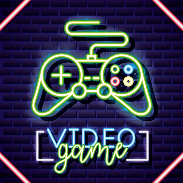 Classic control, video game neon linear style