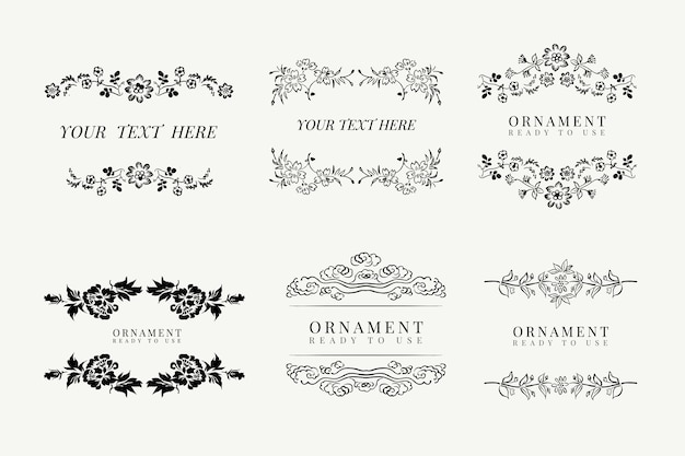 Free vector classic floral frame set