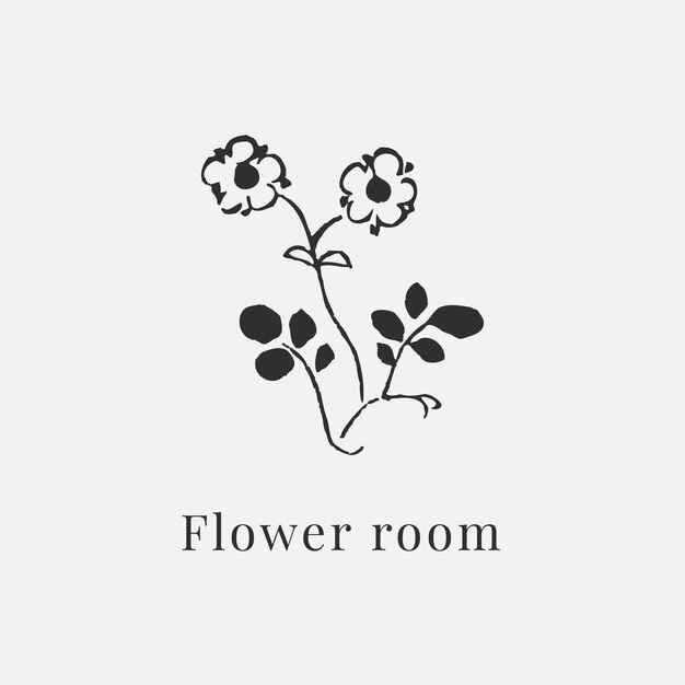 Classic flower logo template for branding in black