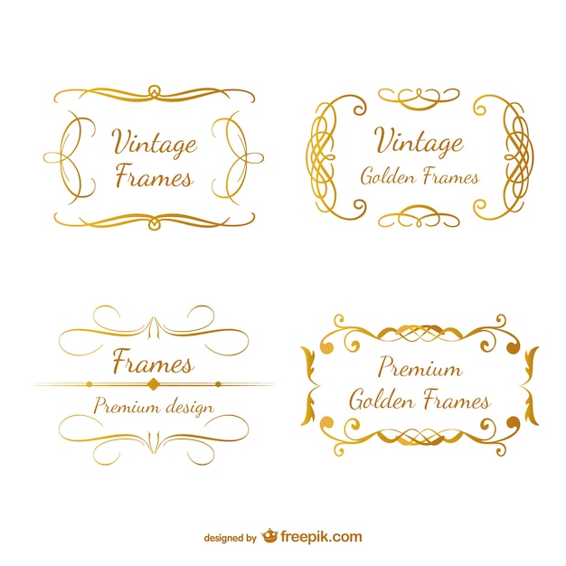 Free vector classic gold retro frames swirl design