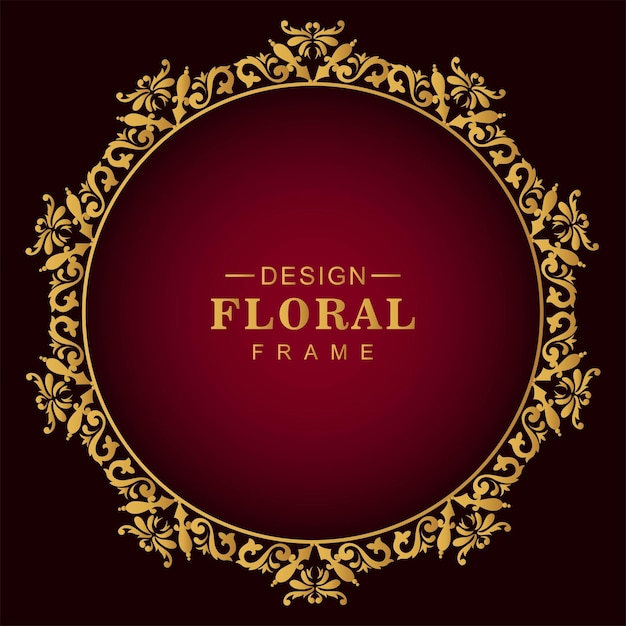 Classic golden luxury circular floral frame design