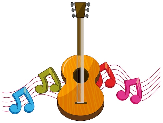 Free vector classic guitar with music notes in background