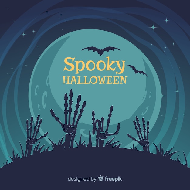 Free vector classic halloween background with flat design