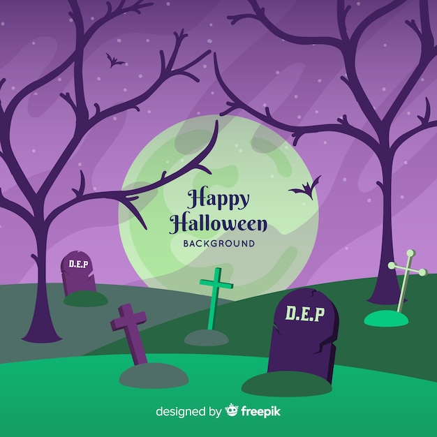 Vettore gratuito sfondo di halloween classico con design piatto