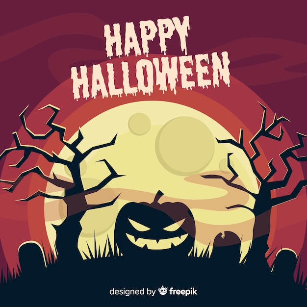 Free vector classic halloween background with flat design