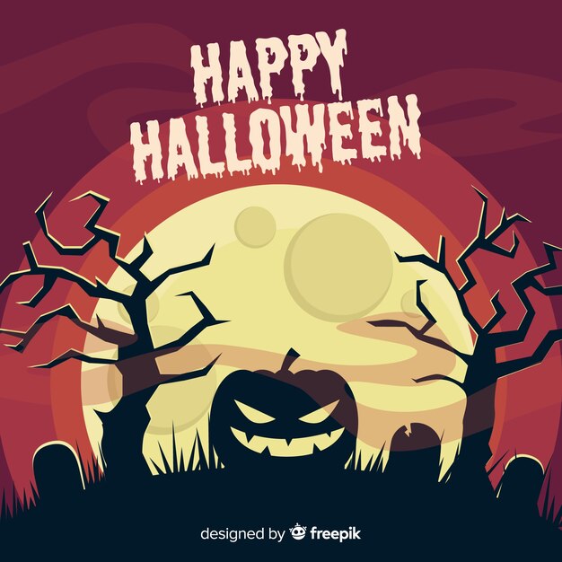 Classic halloween background with flat design