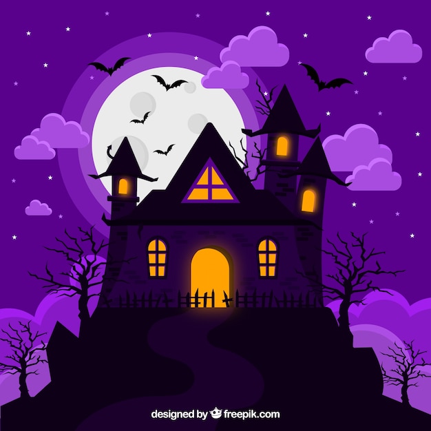 Free vector classic halloween creepy house