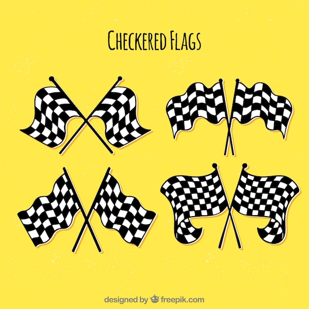 Free vector classic hand drawn checkered flags
