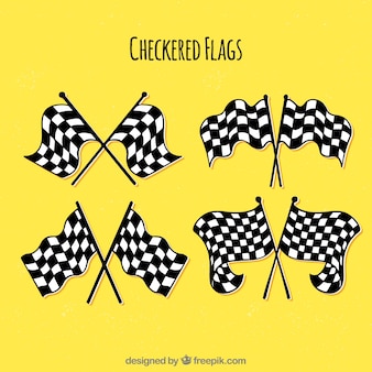 Classic hand drawn checkered flags