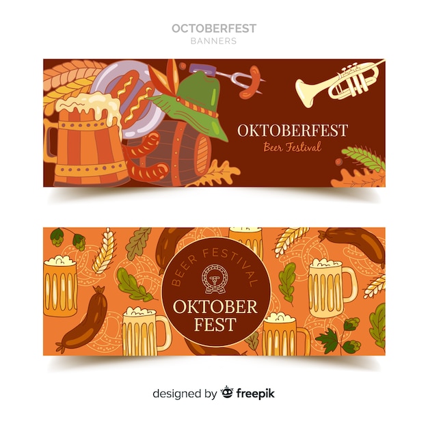 Classic hand drawn oktoberfest banners