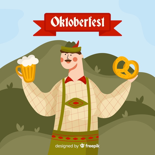 Classic hand drawn oktoberfest composition