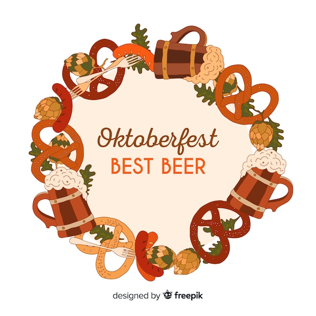 Vettore gratuito disegnato a mano classica composizione più oktoberfest