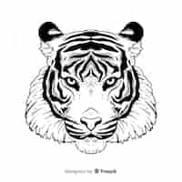 Free vector classic hand drawn tiger compositio
