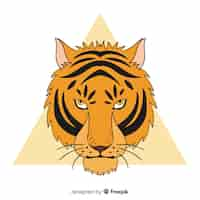 Free vector classic hand drawn tiger compositio