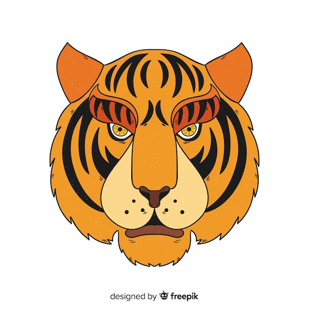 Classic hand drawn tiger compositio