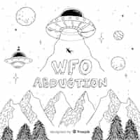 Free vector classic hand drawn ufo abduction concept