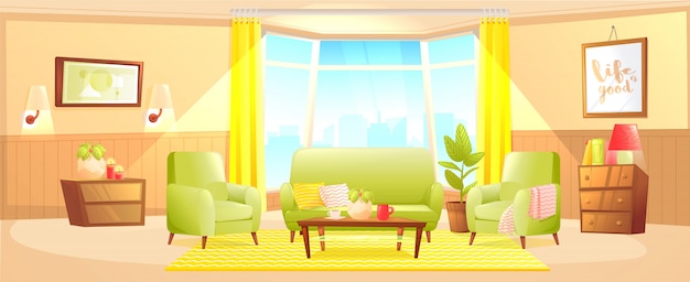 Free vector classic living room home interior design banner.