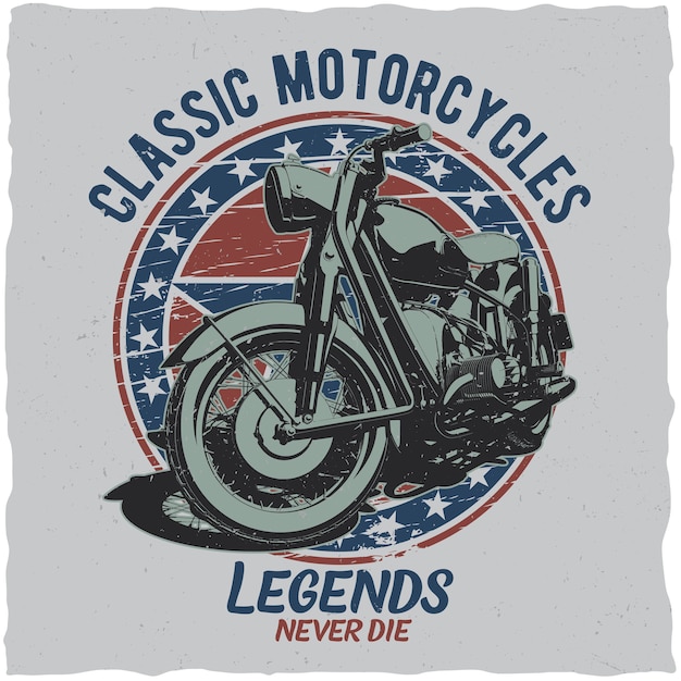 Бесплатное векторное изображение Плакат классических мотоциклов