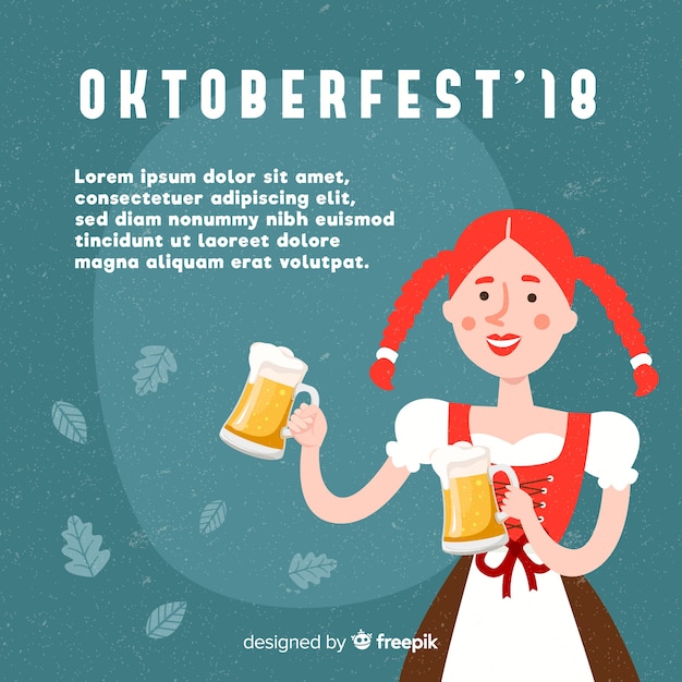 Vettore gratuito composizione classica oktoberfest con design piatto