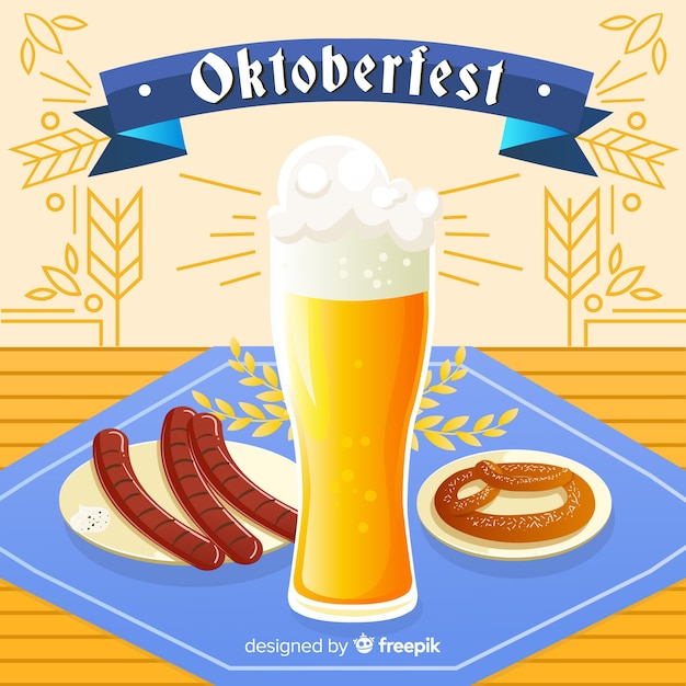 Classic oktoberfest composition with flat design