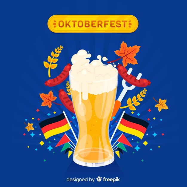 Classic oktoberfest composition with flat design