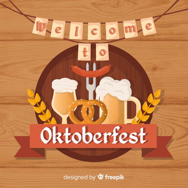 Classic oktoberfest composition with flat design