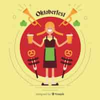 Vettore gratuito composizione classica oktoberfest con design piatto