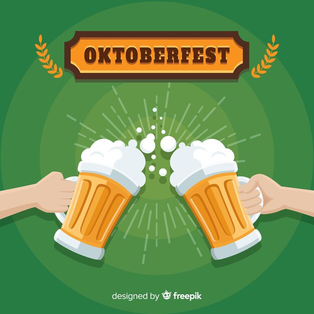 Classic oktoberfest composition with flat design