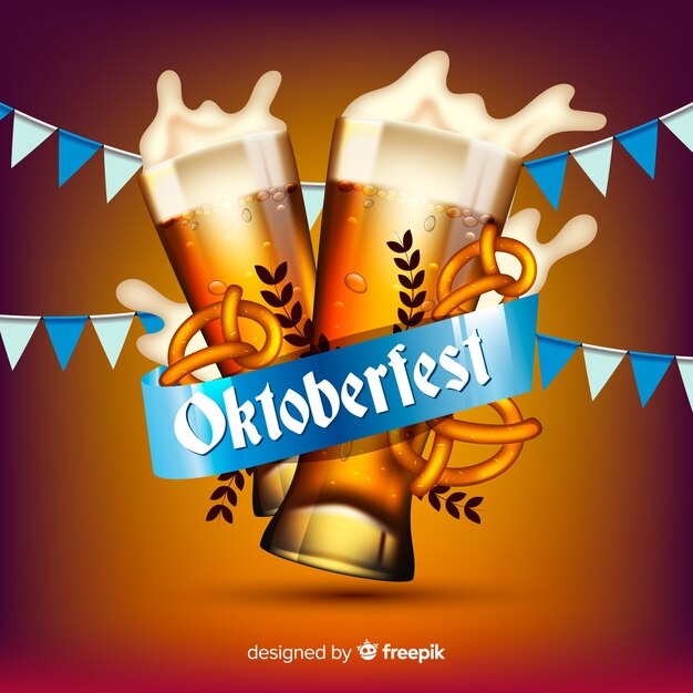 Classic oktoberfest composition with realistic design