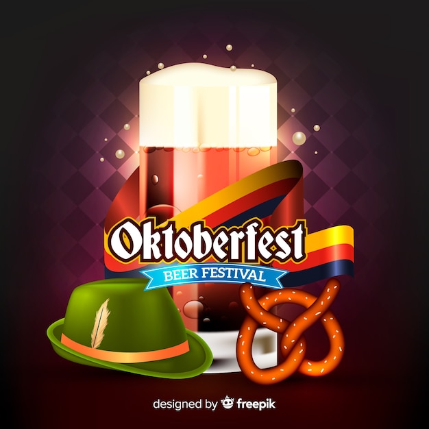 Vettore gratuito composizione classica oktoberfest con un design realistico