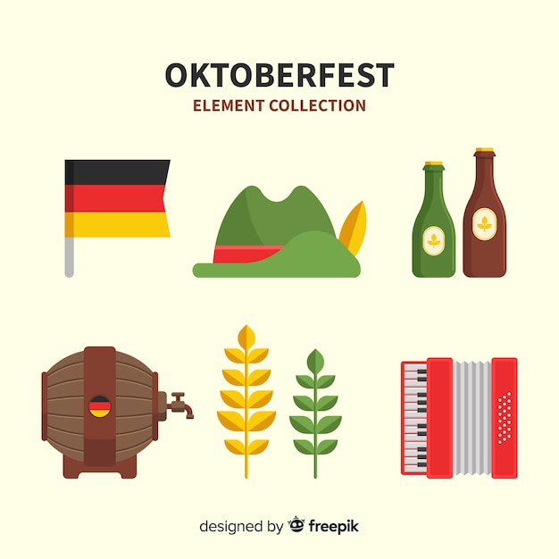 Классическая коллекция элементов oktoberfest с плоским дизайном
