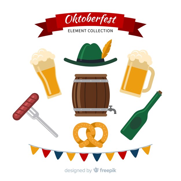 Classic oktoberfest element collection with flat design